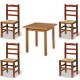 Conjunto de mesa y 4 sillas Castellana de madera y asiento de anea